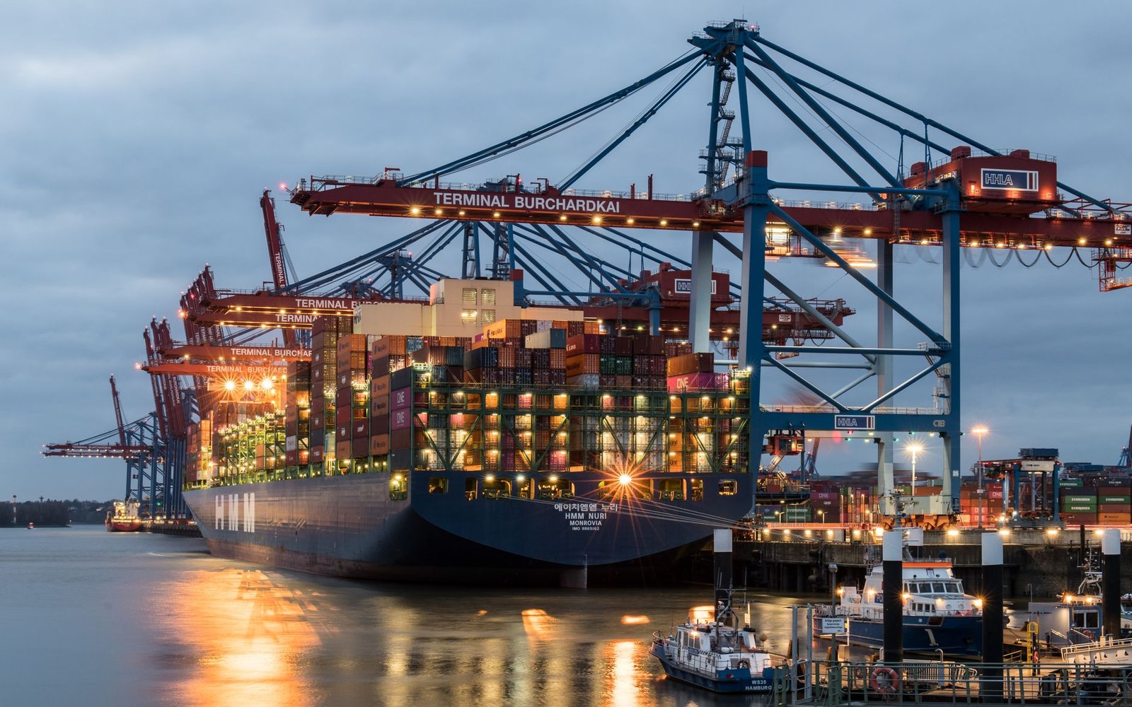 Shipping containers at port used for equipment freight